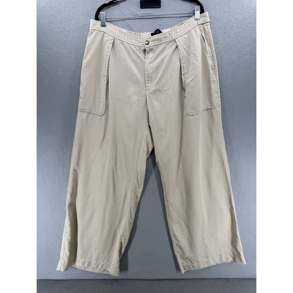 Banana‎ Republic Wide Leg Pants Womens XL Tencel Minimalist Utility Oyster Pearl